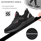 ZOEASHLEY Sicherheitsschuhe Herren Damen Wasserdicht Arbeitsschuhe Leicht Atmungsaktiv Schutzschuhe Stahlkappenschuhe Schwarz021 38 - 5