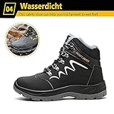 ZSDZSZ Winter Sicherheitsschuhe Herren Damen S3 Wasserdicht Arbeitsschuhe Stahlkappe Schutzschuhe Warm Gefütterte Sicherheitsstiefel rutschfeste Arbeitsstiefel,Schwarz,42 EU - 5