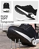 YisiNP Arbeitsschuhe Stahlkappe Sicherheitsschuhe Damen und Herren Sommer Sportlich Atmungsaktiv Turnschuhe, 9191 Schwarz, 42EU - 3