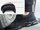 YisiNP Arbeitsschuhe Stahlkappe Sicherheitsschuhe Damen und Herren Sommer Sportlich Atmungsaktiv Turnschuhe, 9191 Schwarz, 42EU - 4