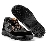 BLACK HAMMER Sicherheitsschuhe Herren Verbundstoff Kappe Und Kevlar Zwischensohle Atmungsaktiv Leicht Arbeitsschuhe Metallfrei Knöchelhoch Reflektierende Wanderschuhe S1P SRC 1997 (43 EU,Schwarz) - 4