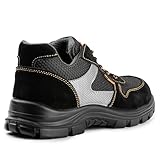 BLACK HAMMER Sicherheitsschuhe Herren Verbundstoff Kappe Und Kevlar Zwischensohle Atmungsaktiv Leicht Arbeitsschuhe Metallfrei Knöchelhoch Reflektierende Wanderschuhe S1P SRC 1997 (43 EU,Schwarz) - 5