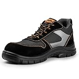 BLACK HAMMER Sicherheitsschuhe Herren Verbundstoff Kappe Und Kevlar Zwischensohle Atmungsaktiv Leicht Arbeitsschuhe Metallfrei Knöchelhoch Reflektierende Wanderschuhe S1P SRC 1997 (43 EU,Schwarz) - 8