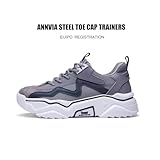 Annvia Sicherheitsschuhe Damen S1 Leicht Sneaker Arbeitsschuhe Herren Sportliche Stahlkappenschuhe Atmungsaktiv rutschfeste Schutzschuhe mit Stahlkappen weiß Grau größe 34 - 2