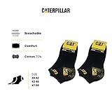 Caterpillar 6 Paar CAT Sneaker Herren-Arbeitsschutzsocken, doppelte Verstärkung an Zehen und Ferse, hochwertige Garne, Baumwollschwamm (Schwarz, 39-42) - 3