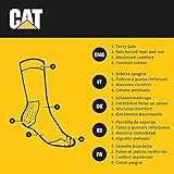 Caterpillar 6 Paar CAT Sneaker Herren-Arbeitsschutzsocken, doppelte Verstärkung an Zehen und Ferse, hochwertige Garne, Baumwollschwamm (Schwarz, 39-42) - 6